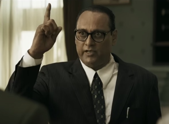 Actor Mukund Pathak as Dr. Ambedkar in Gandhi Godse – Ek Yudh film