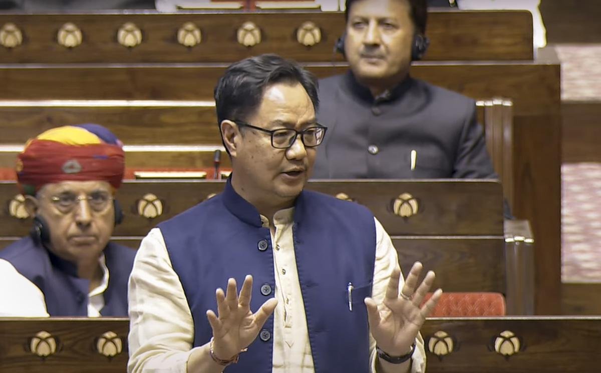Union Minister Kiren Rijiju in the Parliament